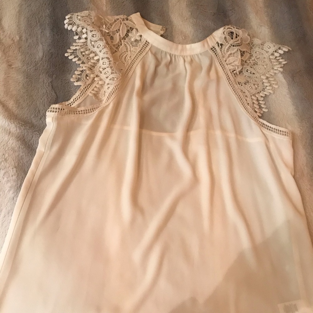 Business casual top with lacy shoulders brand new